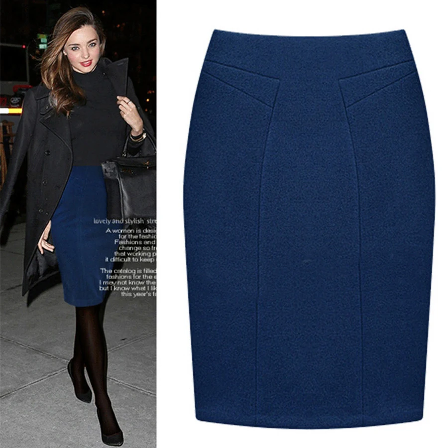 Back split slim office skirt Women elegant navy blue mini skirt 2017