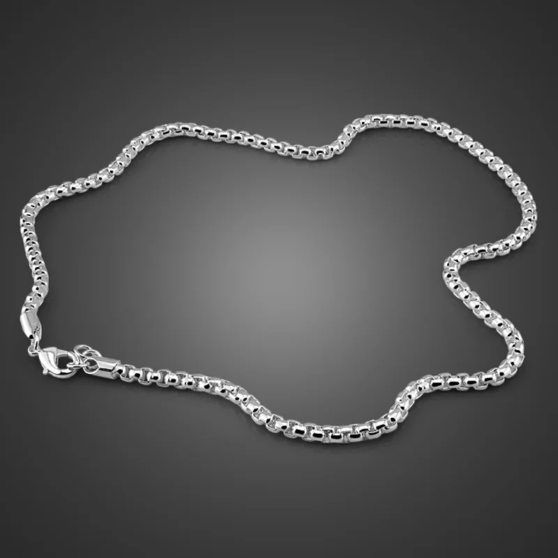 925 sterling silver necklace male classic box necklace boys solid
