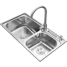 Нержавеющая сталь двойной бак раковина утолщение посудомоечная машина раковина с кран костюм Двойная чаша кухонная раковина матовый