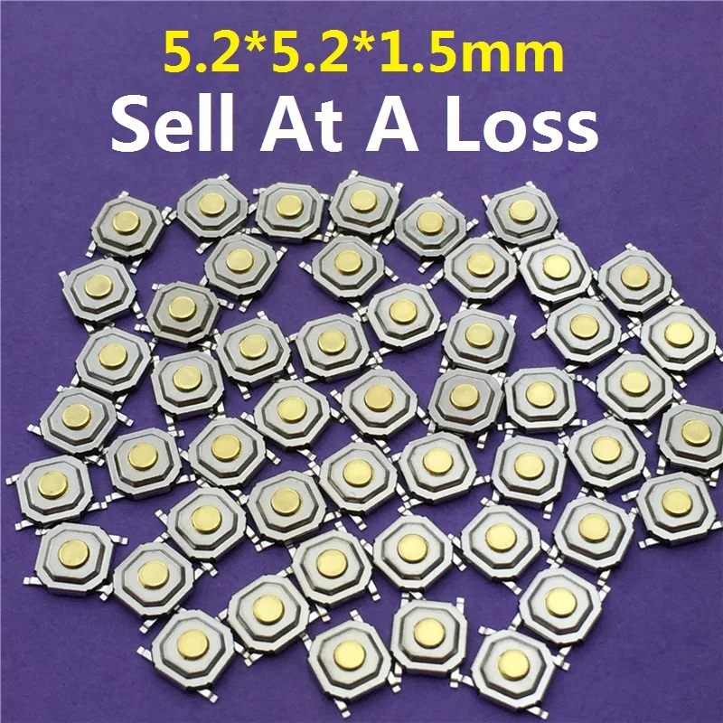 

50pcs/lot 5.2*5.2*1.5mm 4 PIN SMT G66 Metal Tactile Push Button Switch Tact Switch Great Quality Free Shipping