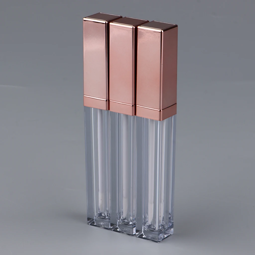 3 Pack Clear Mini Lip Gloss Tube Empty Lip Balm Refillable Small Containers With Gold Lid for Liquid Makeup Cosmetics
