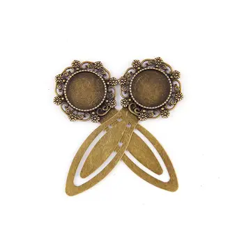 

2pc Fit 18mm Round Flower Antique Bronze Pendants Setting Cabochon Cameo Base Tray Bezel Blank DIY Jewelry Findings