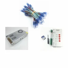 1000 шт. WS2811 светодиодные пиксельные модули DC 5 V 12 мм IP68 RGB рассеянный адресуемых+ T1000S контроллер+ 5 V 70A Мощность Адаптер источника