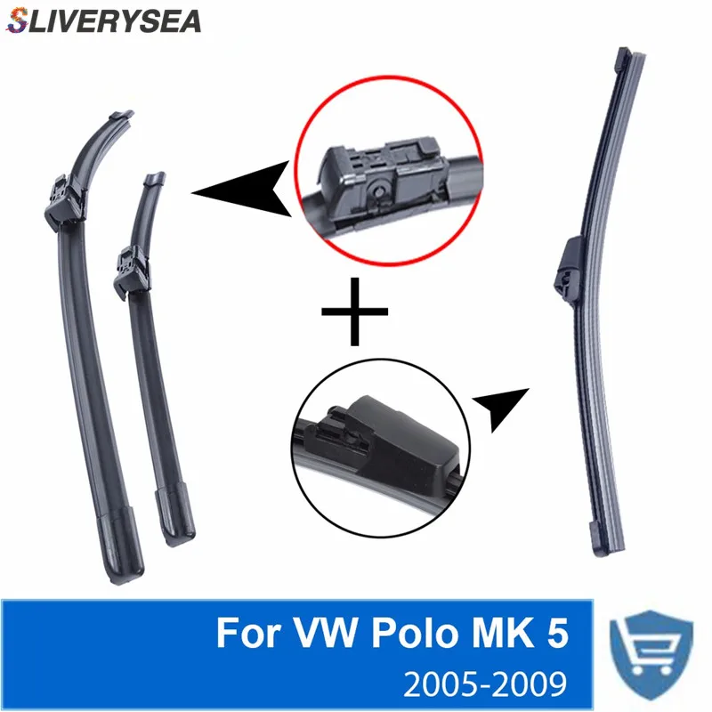 

SLIVERYSA Front and Rear Wiper Blade no Arm For Polo MK 5 2005-2009 High quality Natural Rubber windscreen 21''+19''