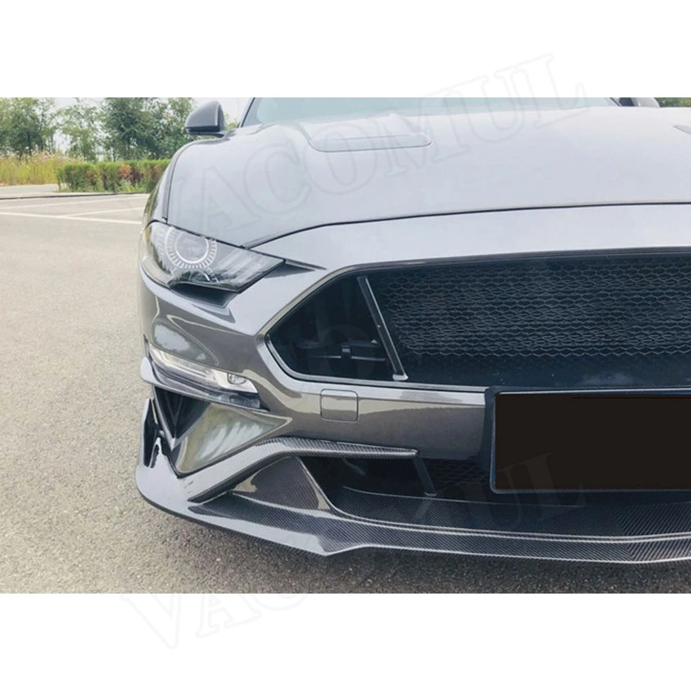 Передний бампер из углеродного волокна для губ подбородок Ford Mustang 2018 2019 FRP