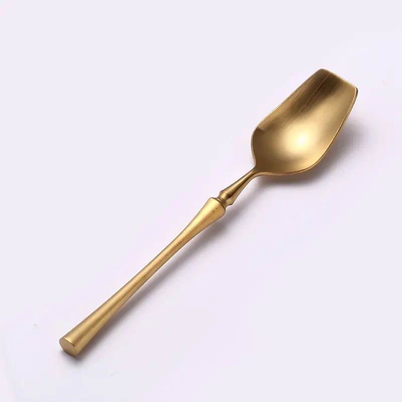 JueQi набор столовых приборов из нержавеющей стали, золотой, зеркальная полировка, столовая посуда, столовый нож, вилка, продукты, инструменты, кухонные аксессуары - Цвет: Golden spoon A