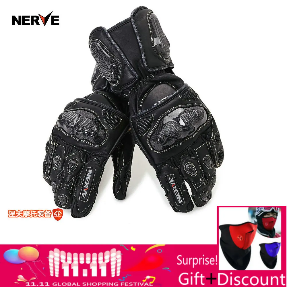 how yes NERVE new Long paragraph motorcycle gloves leather carbon fiber