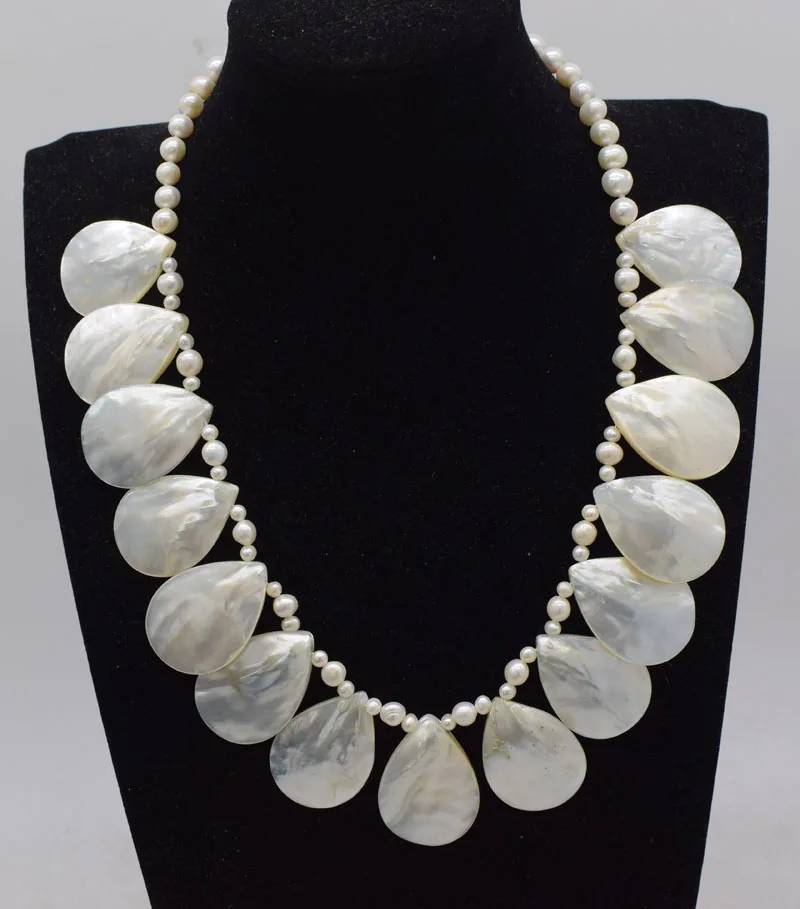 Frershwater жемчужный белый округлый 8-9 м морской раковины падение ожерелье 19 дюймов подарок бусины натуральные fppj женщина