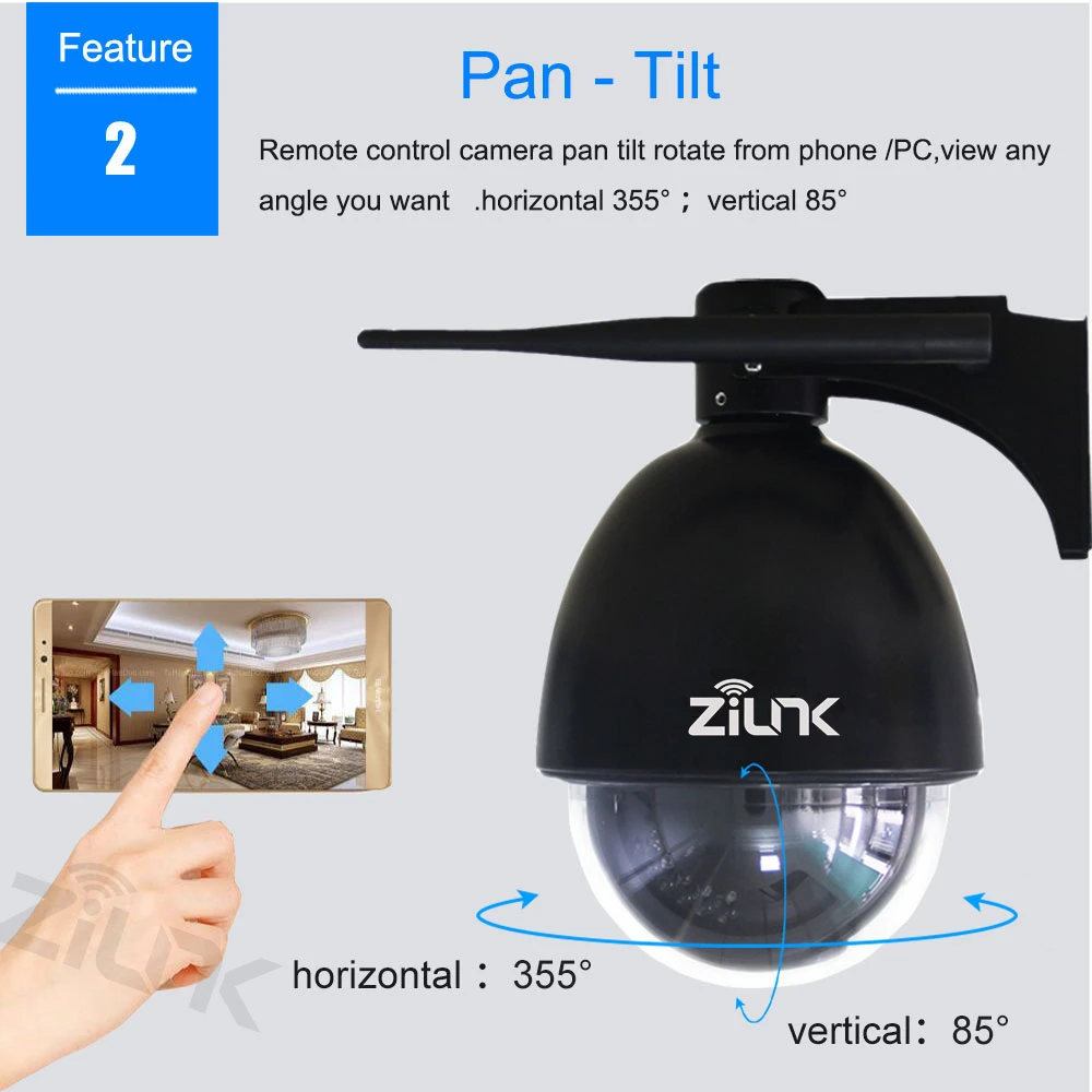 ZILNK wifi IP камера 1080P HD 5X зум PTZ скорость купольная Беспроводная Сетевая безопасность на улице камера водонепроницаемая Onvif H.264 IR 50M