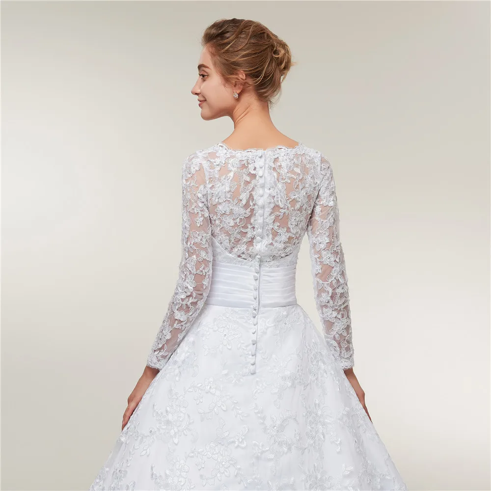 Fansmile Свадебные платья с длинными рукавами и кружевом Vestido De Noiva 2020 размера плюс на
