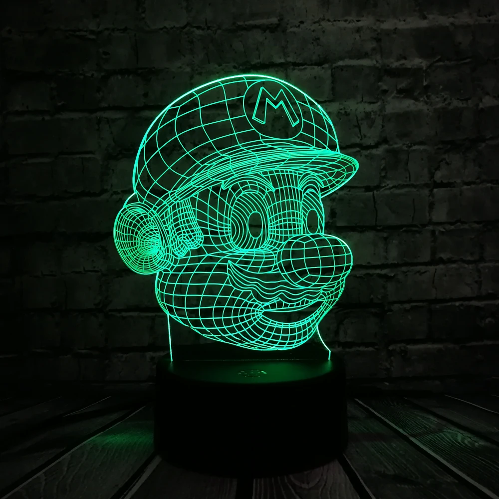 Классическая мультяшная игровая фигурка Супер Марио 3D светодиодная USB лампа