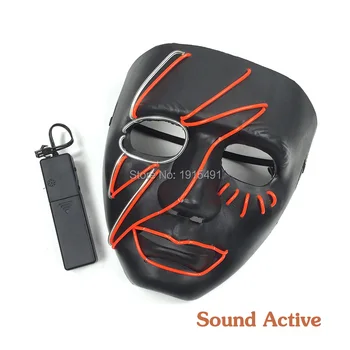 

Luminous Devilface Shuffle Light Up Spooky Mask Holiday Lights Led Neon Sound Active Scar Mask for Concert Event Party Supplies