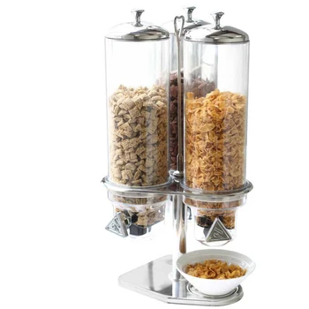 

Free ship Acrylic Material Transparent Cylinder Triple Dry Cereal Dispenser Cereal Machine X23577x3 Candy Dispenser Rotatable