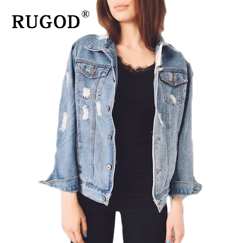 RUGOD 2018 font b Women b font Basic Coat Denim font b Jacket b font font