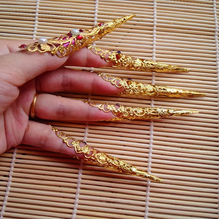 10 шт китайские золотые длинные ногти Декор бусины польский ювелирные изделия древние для индийских танцев 10 см