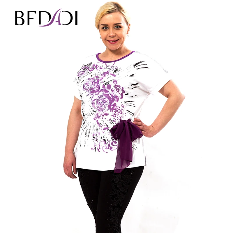 

BFDADI 2016 Brand New Summer Women T Shirts Bat Short Sleeve Tops Tees T Shirt For Women Ladies Print Cotton T-shirts 9398