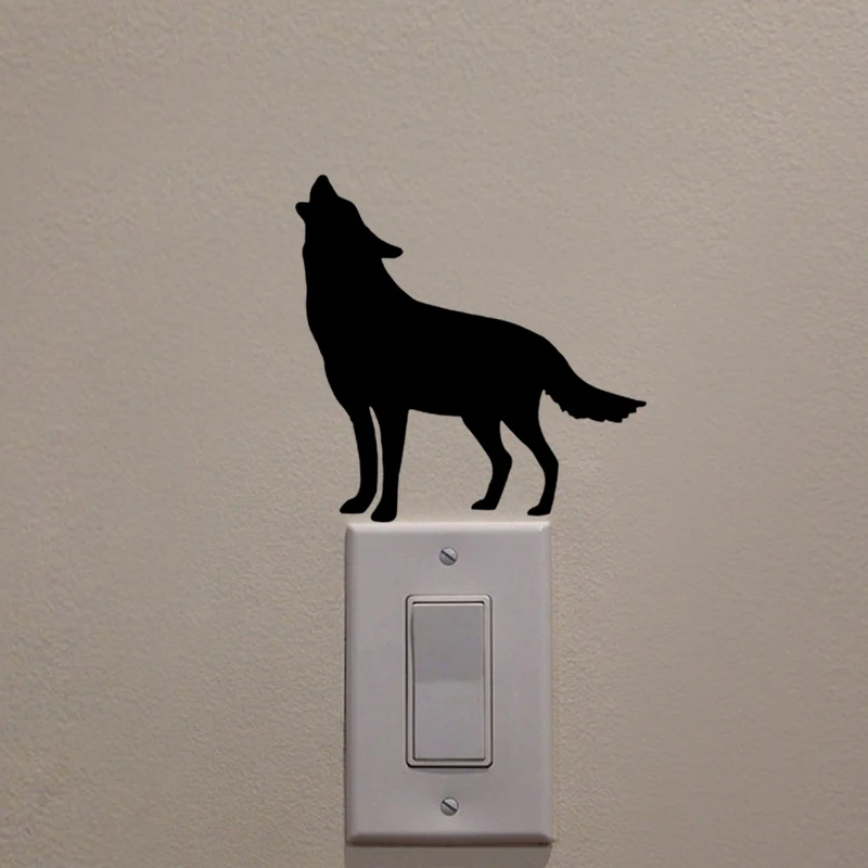 

KUCADA Black Creative Wolf DIY Switch Wall Stickers Home Decoration Wallpaper JG1897