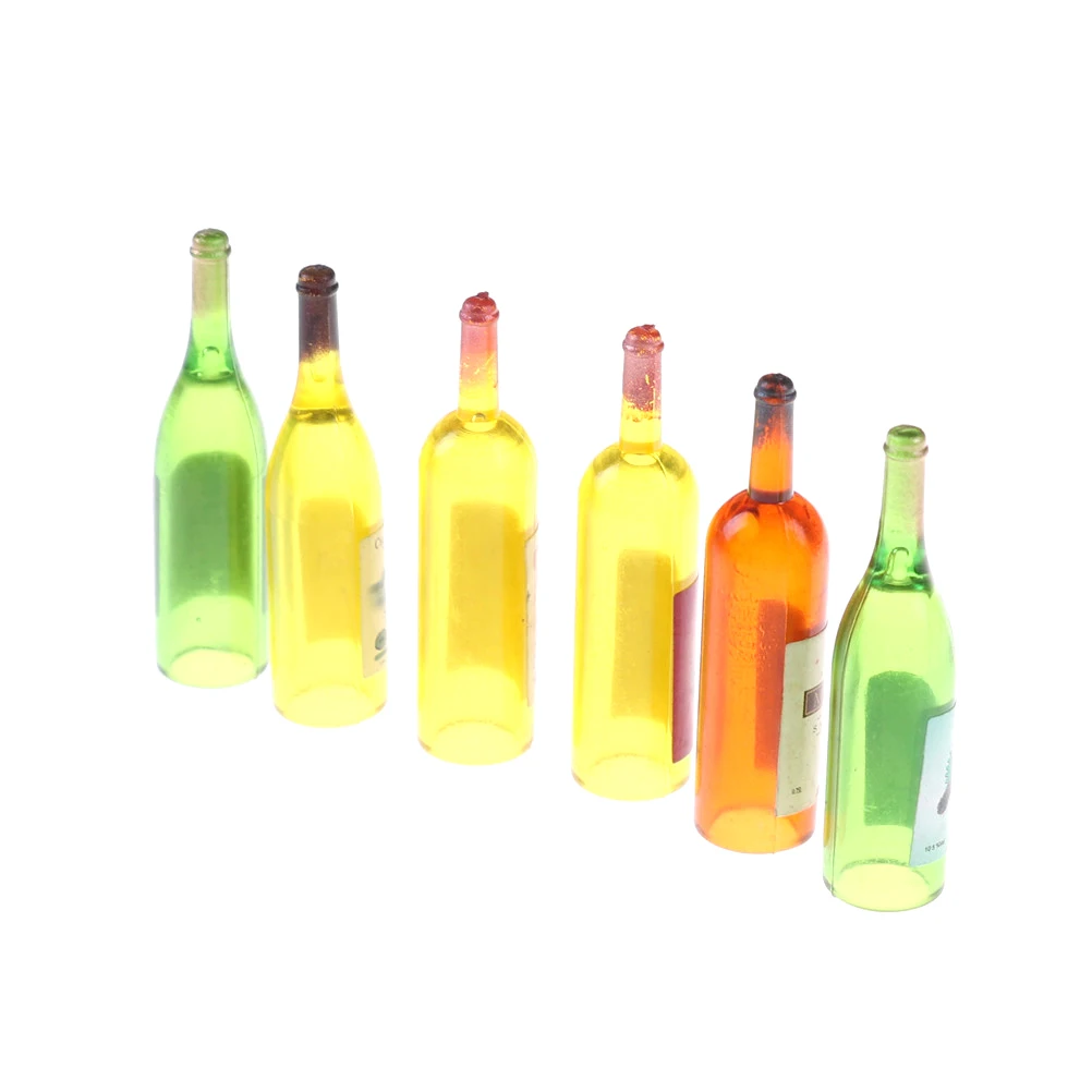 

Colorful 6Pcs Wine Bottles Dollhouse Miniature 1:12 Scale Classic Toys for Kids Scale Models