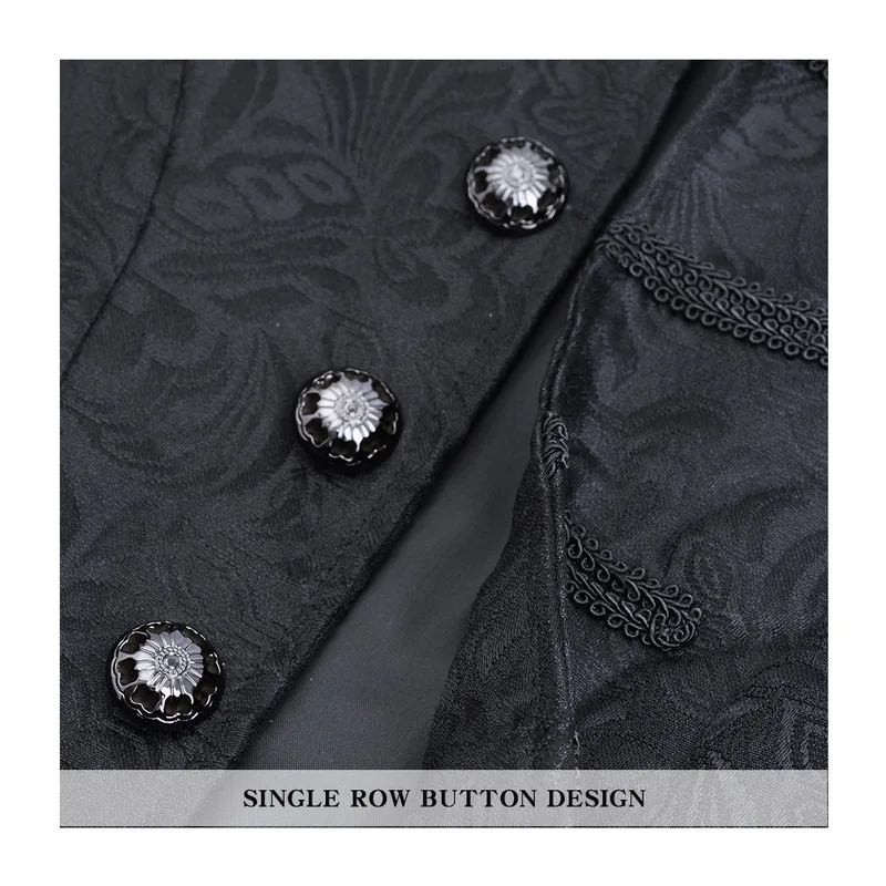 BZBFSKYMens Готическая парчовая куртка, пальто, стимпанк викторианское утреннее пальто, умная куртка, черная белая мужская ветровка