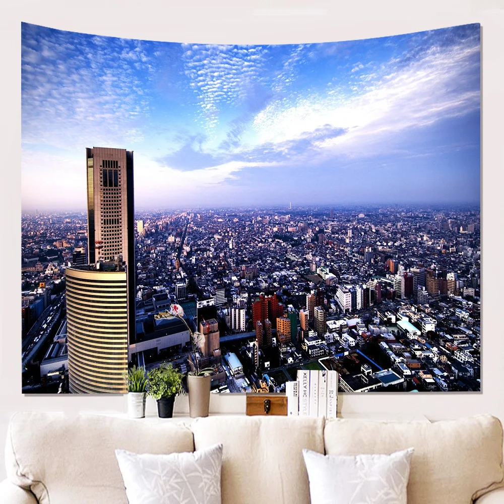 

Decorative Wall Tapestry City 3D Art Wall hanging Dorms Tapestries Beach Throw Towel Table Cloth