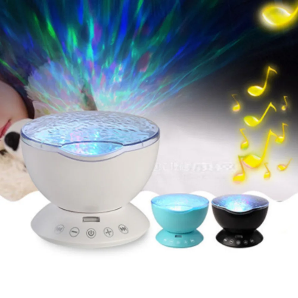 Bedroom Ocean Wave Projector LED Night Light Music Player Remote Control  7 Light Cosmos Star Luminaria  For kid Bedroom Decor