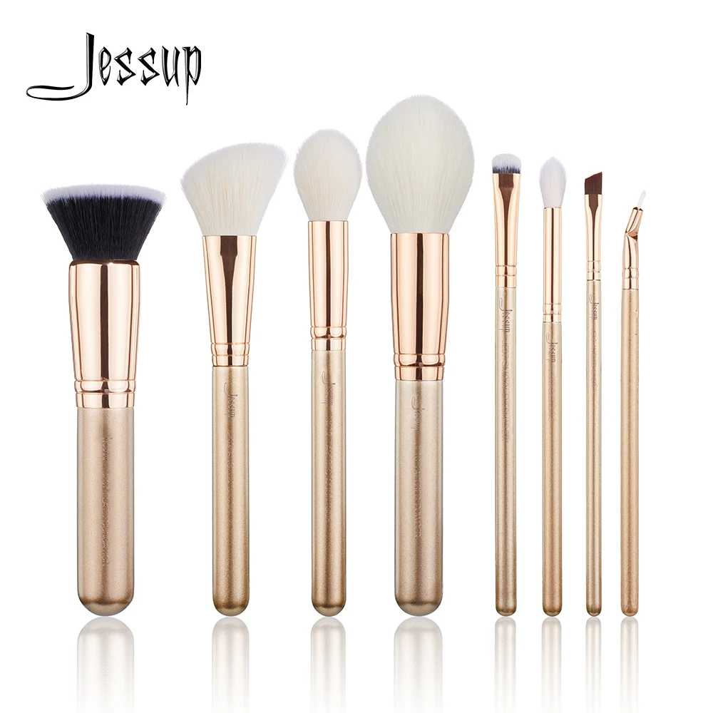 Jessup Brushes 8PCS Golden / Rose Gold Makeup brushes set Beauty kits Make up brush POWDER FOUNDATION EYESHADOW | Красота и здоровье