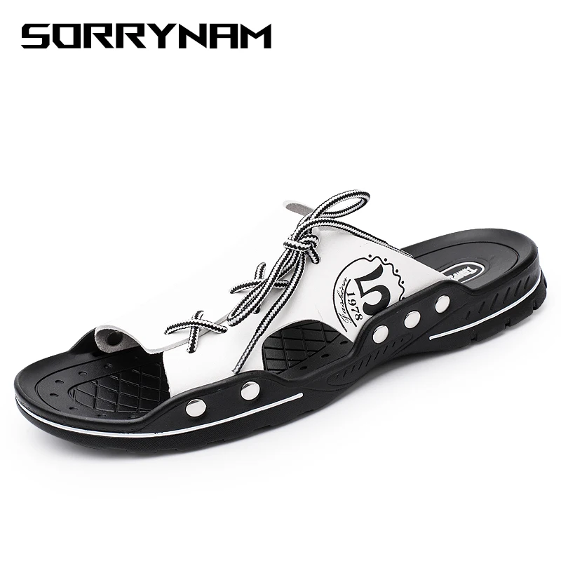 

Summer Tide Mens Slippers British Fashion Men Sandals Lazy Beach Sandals Flip Flops Men Summer Shoes Sorrynam