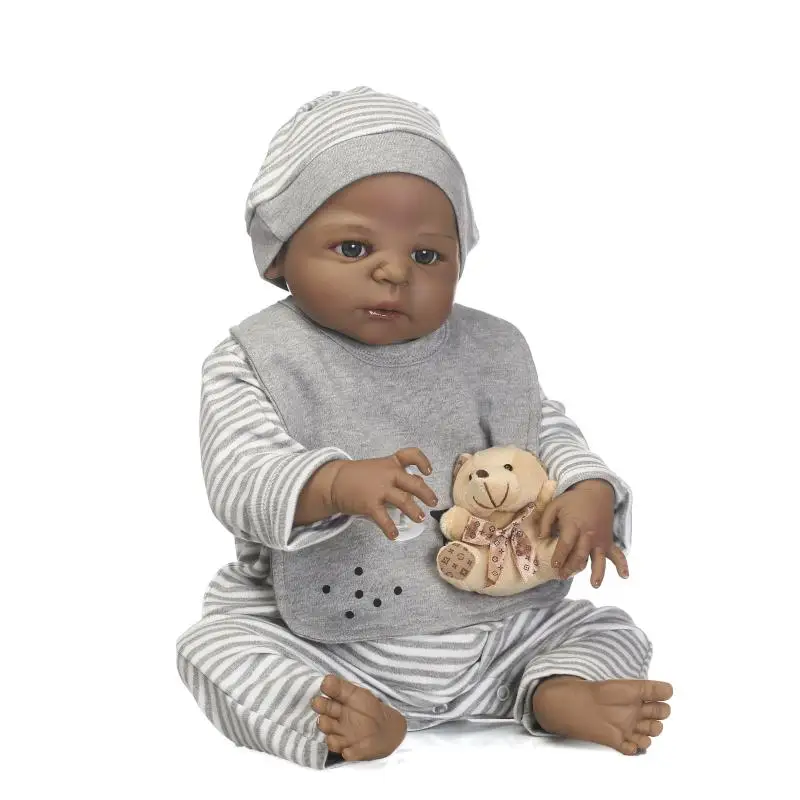 23 дюйма 57 см Bebe Reborn Babies африканская американская Кукла-младенец черный мальчик