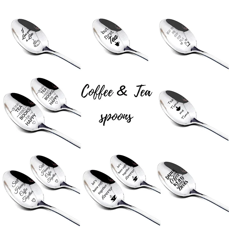 Dessert Spoon Cucharas Stainless Steel Scoop Engrave Ladle Mini Vintage Kitchen Accessories Cutlery 4pcs/set | Дом и сад