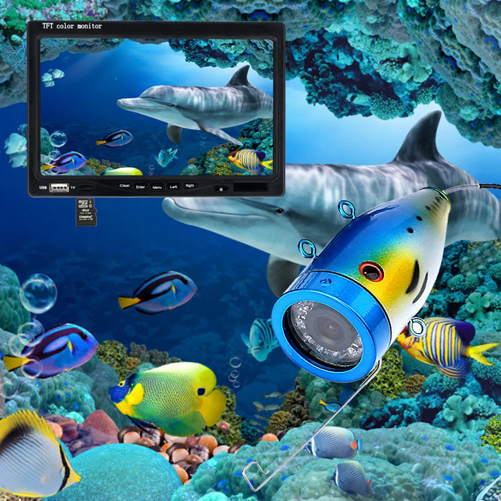 Бесплатная доставка! 50 м 7 ''Цвет цифровой ЖК-дисплей 1000tvl Рыболокаторы HD DVR Регистраторы Водонепроницаемый Рыбалка видео подводный Рыбалка