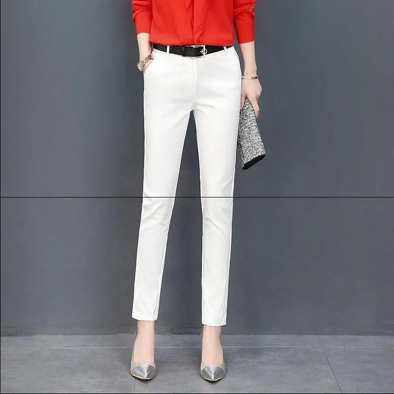 Women Slim Elastic 95% Cotton pencil pants Autumn Casual office wear Elegant Business leggings Female trousers Suit pants