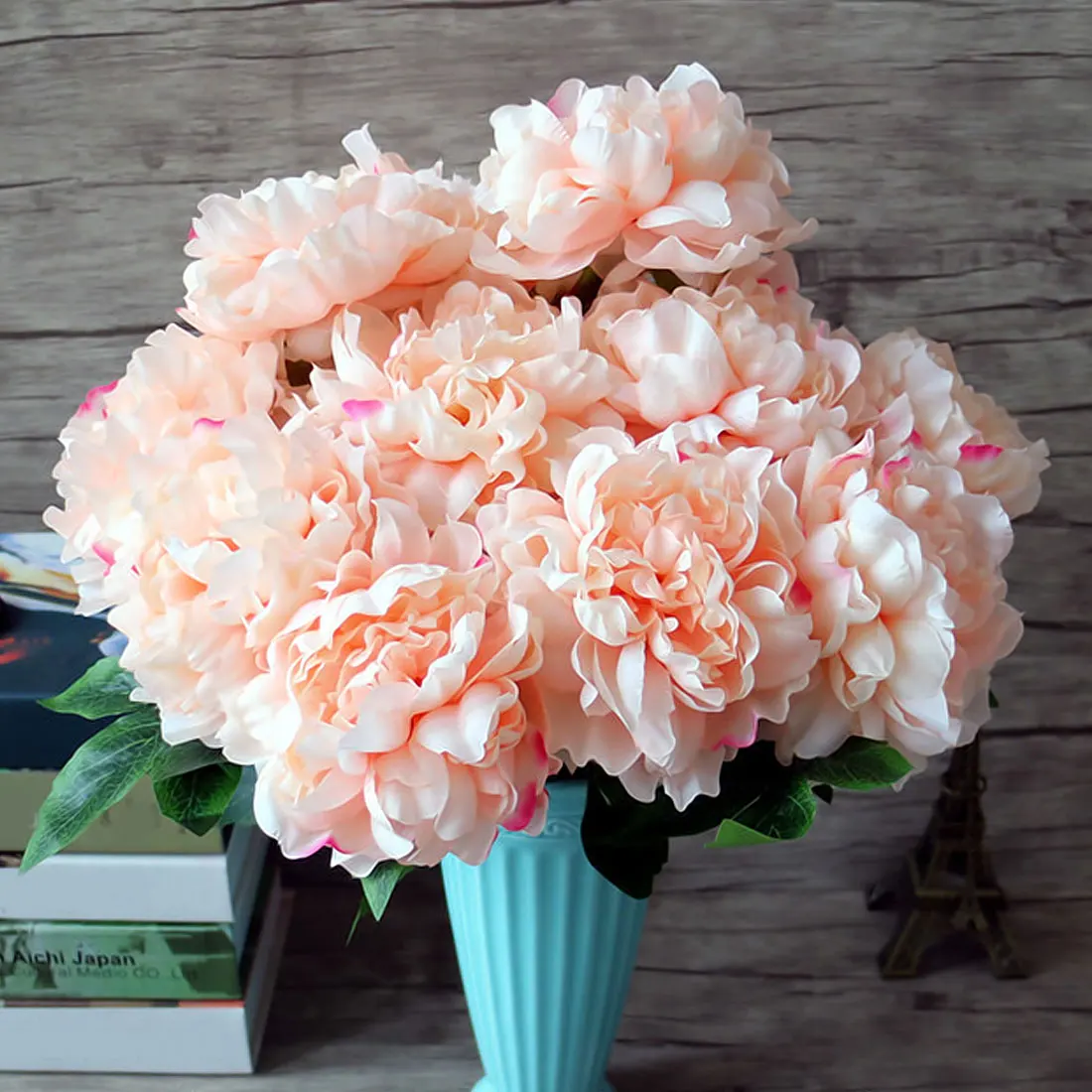Buy Silk Flower Artificial peonies European Fall Vivid 5 heads peony wedding