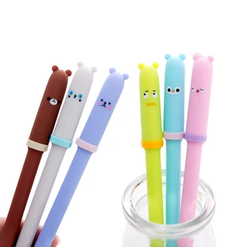

30pcs/lot Korean Animal Expression Pen Cap 0.5mm Gel Pen Student Kawaii Pens school Office Supply Party Stationery Favor Gift