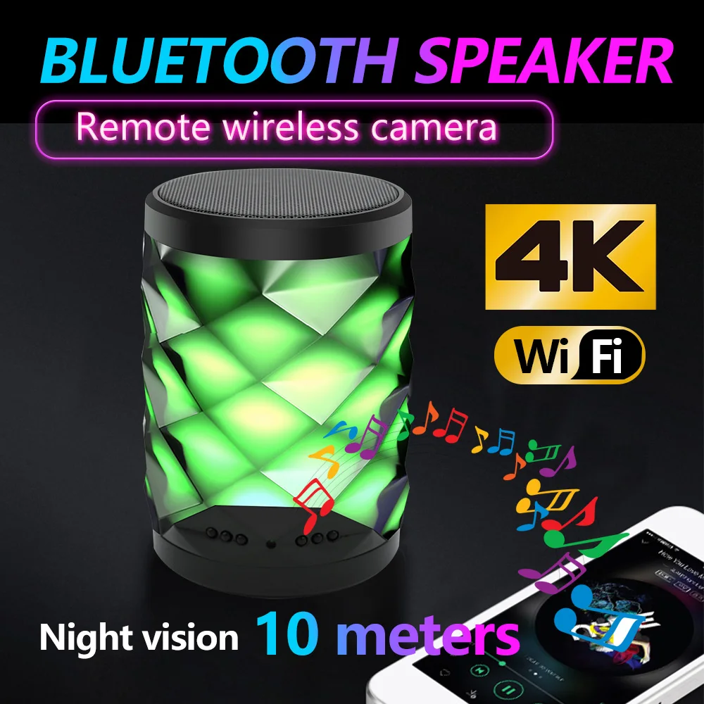 

HD colorful light mini Wifi network camera and Bluetooth speaker security camera with night vision two-way audio motion detectio