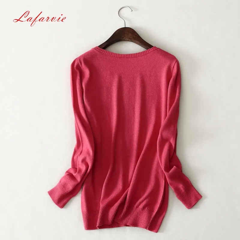 Lafarvie New Knitted O-Neck Cashmere Sweater Women Clothes Full Sleeve Solid Winter Pullovers Female Sweter 2020 Fashion S-XXXL | Женская
