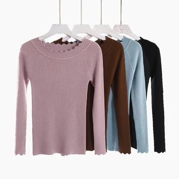 

2018 New Autumn Solid Winter Sweater Women Slim Pullover Long Sleeve Warm O-neck Knit Sweater Top LJ0669