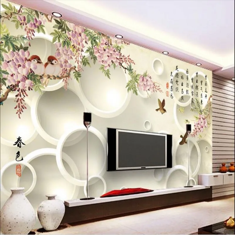 

wellyu Custom large-scale murals three-dimensional Purple East 3D TV background wallpaper non-woven wallpaper papel de parede