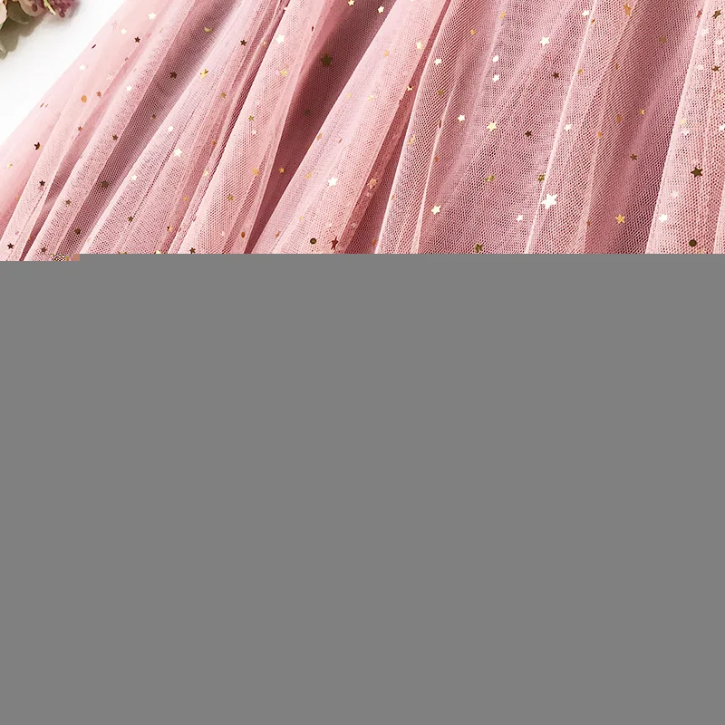 2019 Осенняя Корейская элегантная плиссированная юбка миди с высокой талией Женская Блестящая пятиконечная трехслойная сетчатая Фея