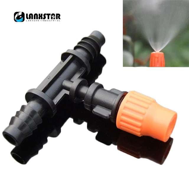 Three Way Micro Spray Nozzle 4mm/8mm Connector Adjustable Closure Irrigation Home Gardening