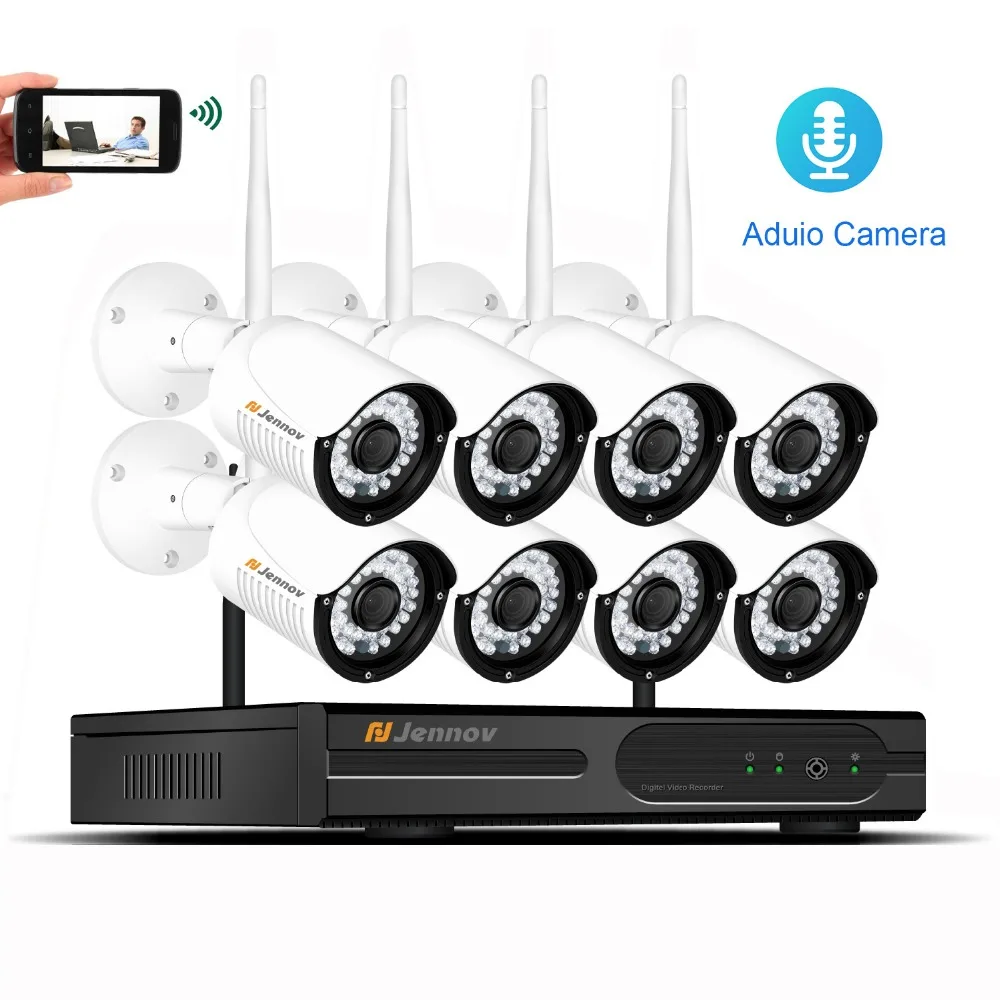 

Einnov 8CH Home Wireless Security CCTV Camera System Audio Record NVR Set Outdoor Waterproof Video Wifi Surveillance Kit Camera