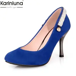 Karinluna/Новое поступление, Прямая поставка, большие размеры 31-47, пикантные женские туфли-лодочки на высоком каблуке, женская обувь, элегантная