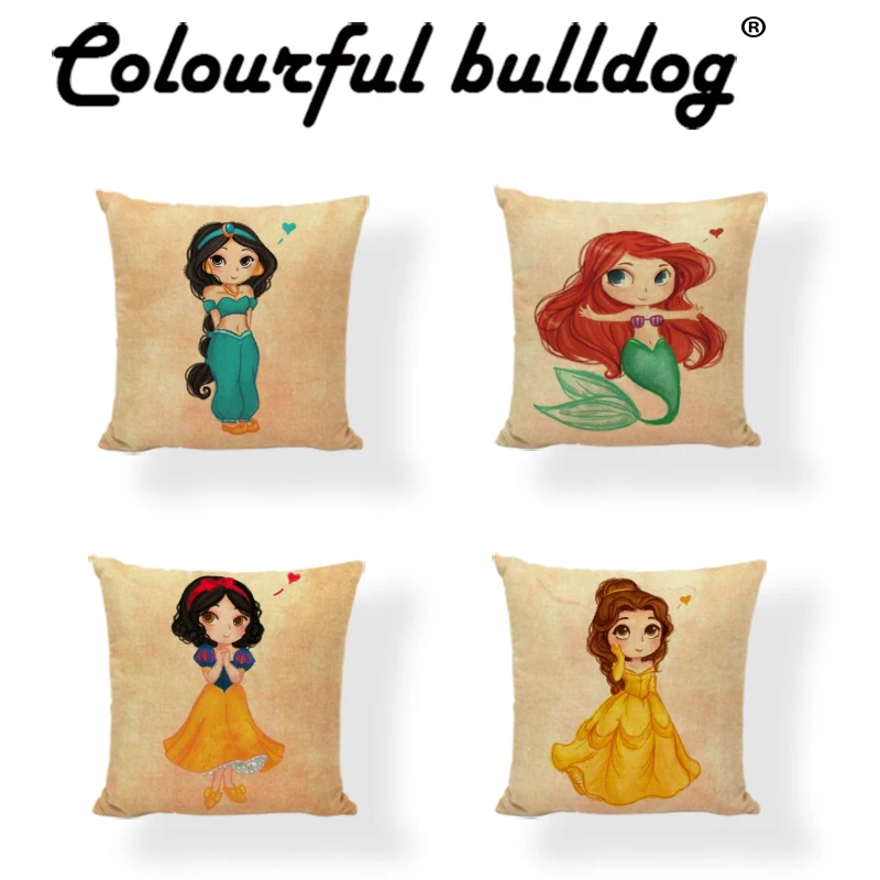

Cartoon Beautiful Princess Heart-shape Pattern Cushion Cover for Sofa Car Chair Home Decor 45*45cm Pretty Skirt Throw Pillowcase