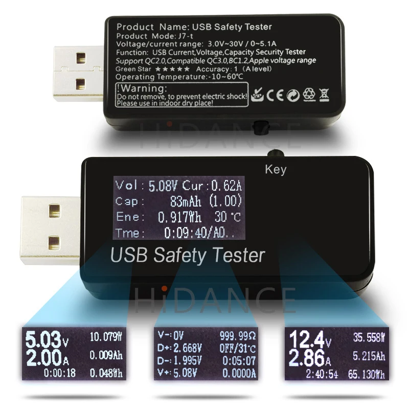 USB тестер с цифровым дисплеем измеритель емкости аккумулятора детектор qc2.0/3 0|meter