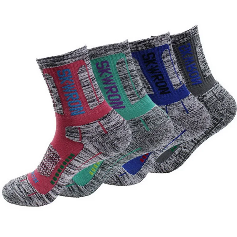 Autumn Winter 2 Pairs Cotton Outdoor Hiking Mountaineering Ski Socks ...