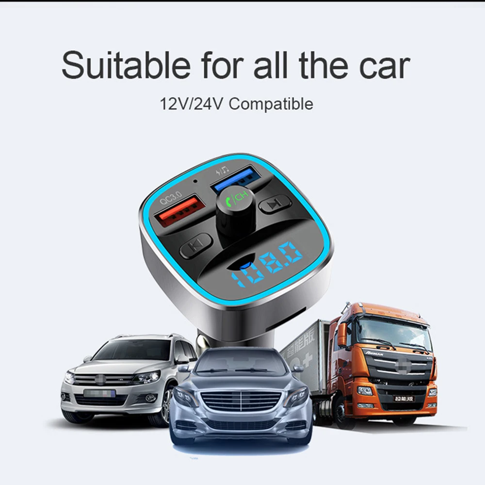

New T25 FM transmitter smart Bluetooth 5.0 chip hands-free voice navigation audio and video navigation car Bluetooth MP3 player