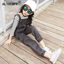 От 3 до 9 лет детские комбинезоны для девочек, детский джинсовый комбинезон, комбинезоны для девочек, повседневные свободные джинсовые комбинезоны для детей