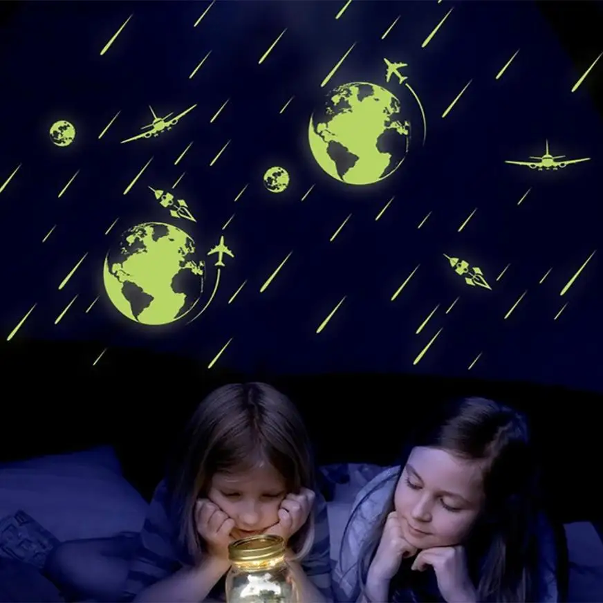 Glow in the dark wall stickers Kids Bedroom Fluorescent Glow Wall