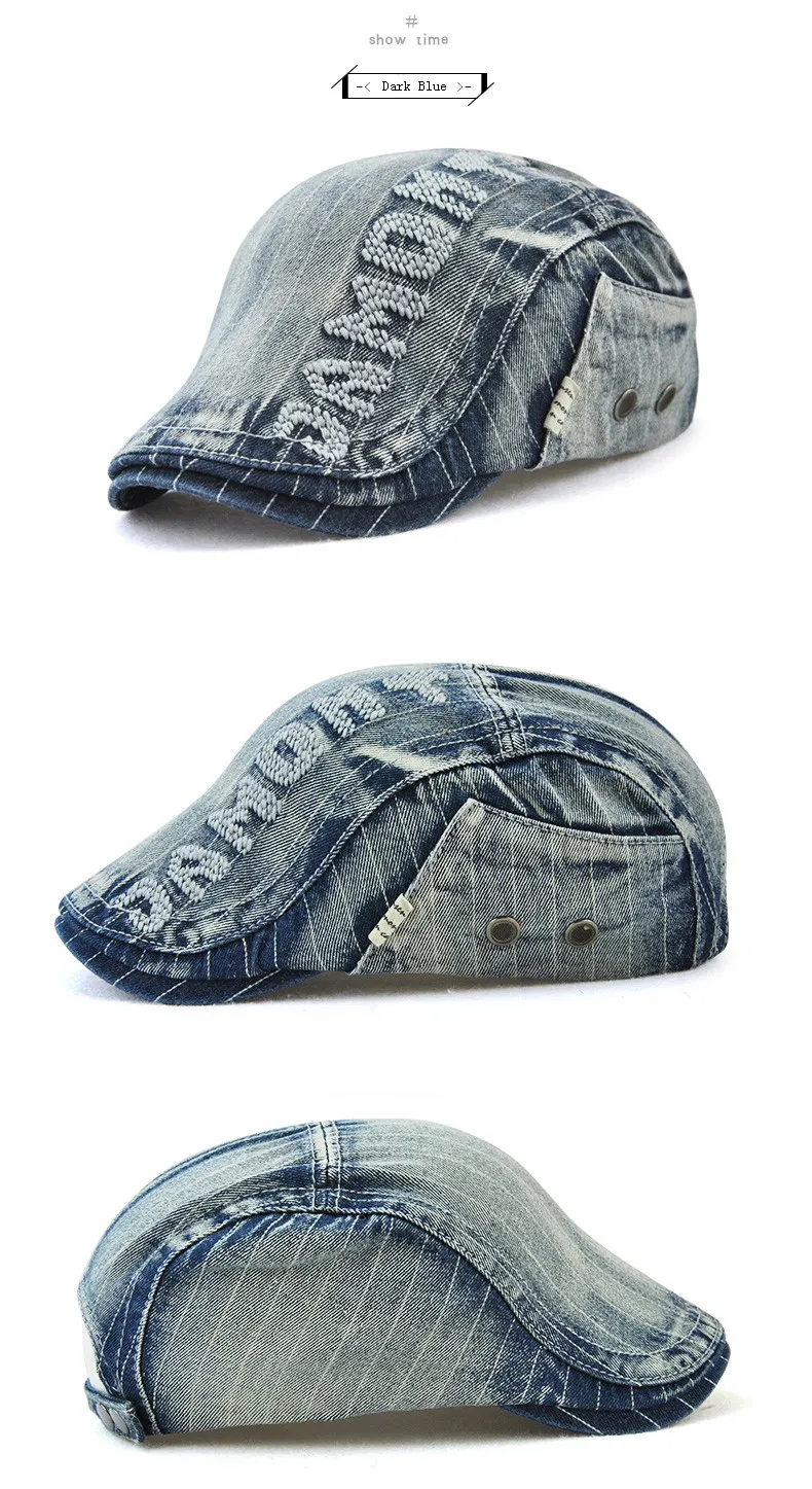 JAMONT ковбойская плоская кепка винтажная Джинсовая ткань Повседневная Кепка с козырьком Кепка для женщин и мужчин Высокое качество модные джинсы в стиле ретро шляпа