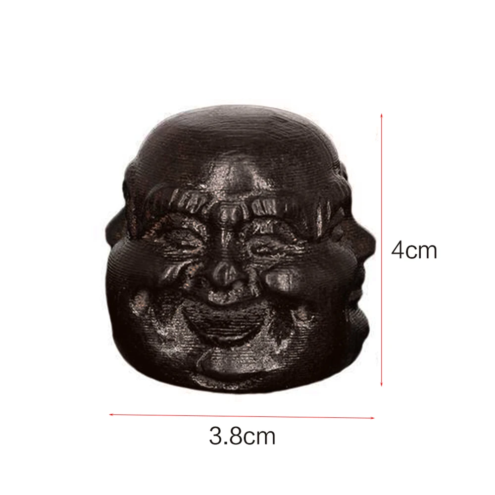

Brown-red antique woodcarving laugh, anger, sadness, laughter, four-faced Buddha statue head sculpture