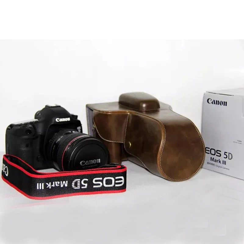 Photography Package PU Leather Bag Case For Canon EOS 5D Mark III II 5D3 5D2 With 24-105 18-55 18-135 Lens Camera Accessory